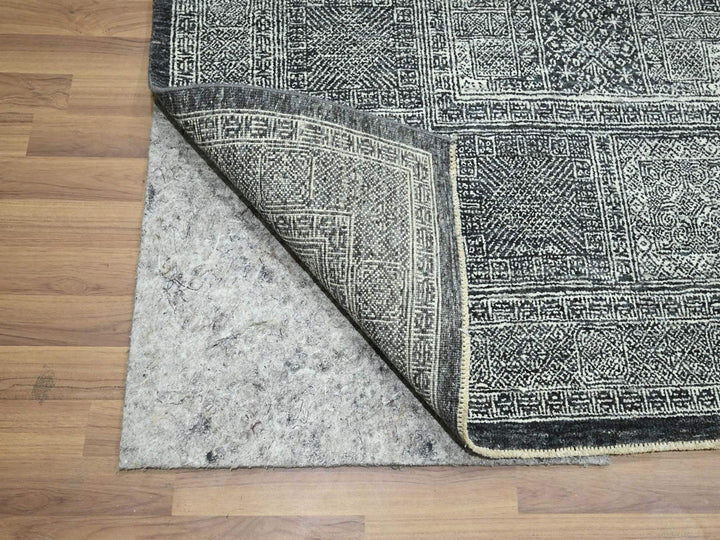 8'10" x 11'11" New Hand Knotted Grey Wool Rectangle Oriental Rug - MOA10276575