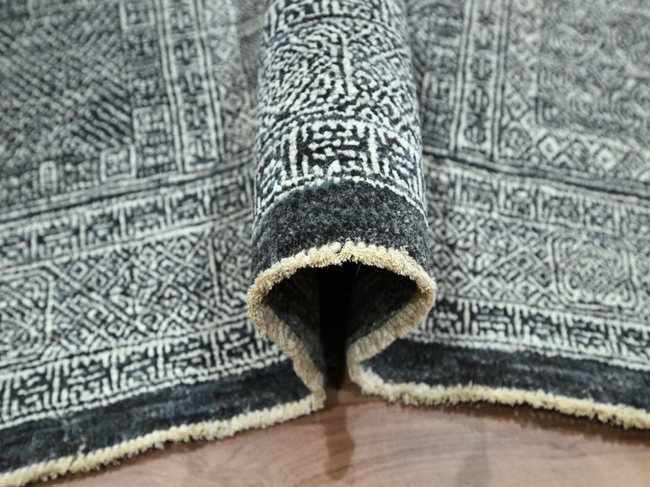8'10" x 11'11" New Hand Knotted Grey Wool Rectangle Oriental Rug - MOA10276575