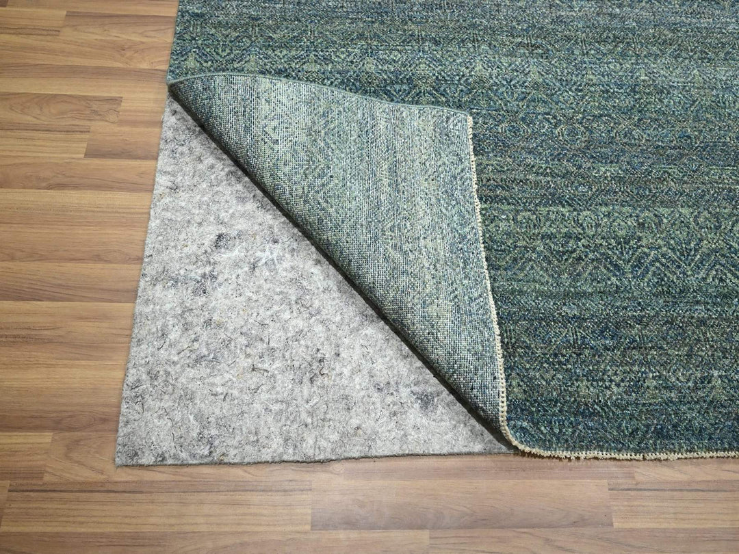 9'0" x 12'0" New Hand Knotted Blue Wool Rectangle Oriental Rug - MOA10276577