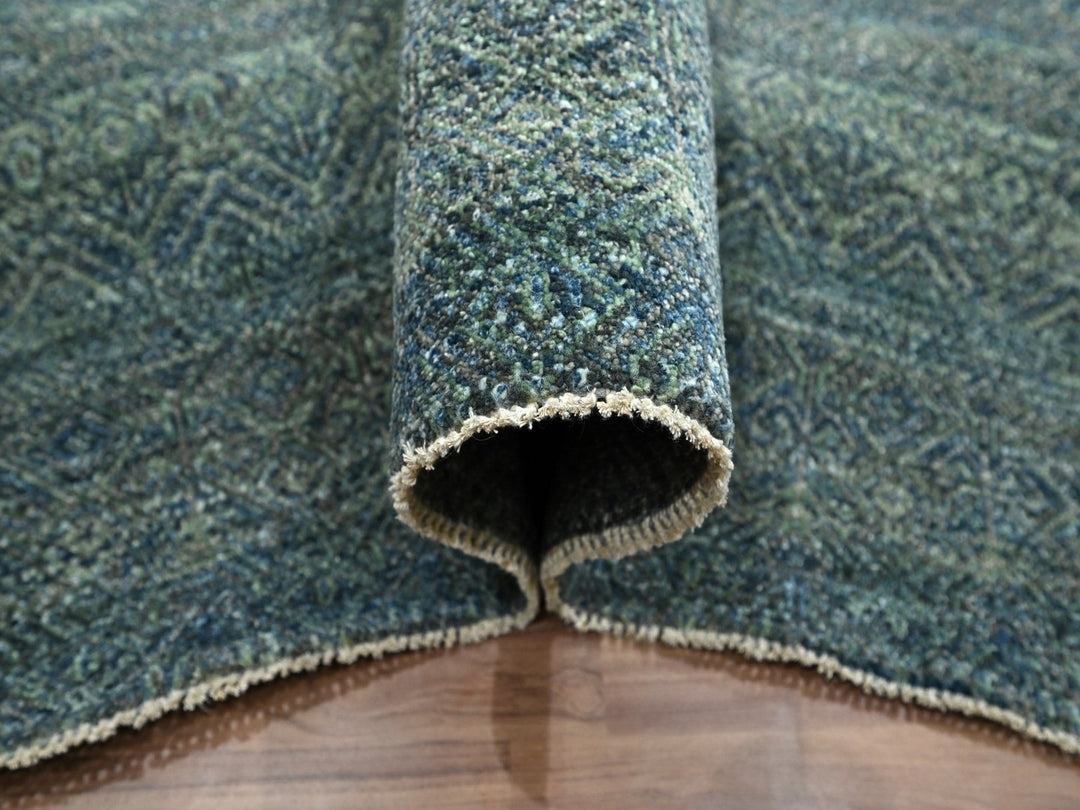 9'0" x 12'0" New Hand Knotted Blue Wool Rectangle Oriental Rug - MOA10276577