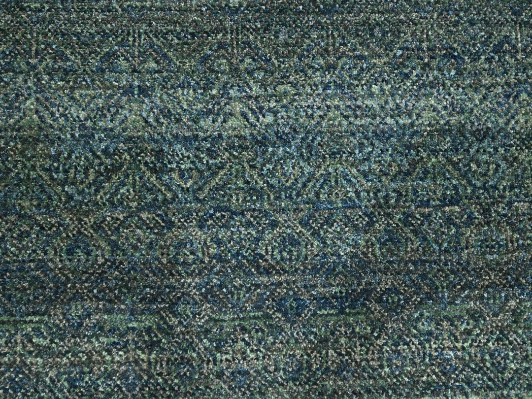 9'0" x 12'0" New Hand Knotted Blue Wool Rectangle Oriental Rug - MOA10276577