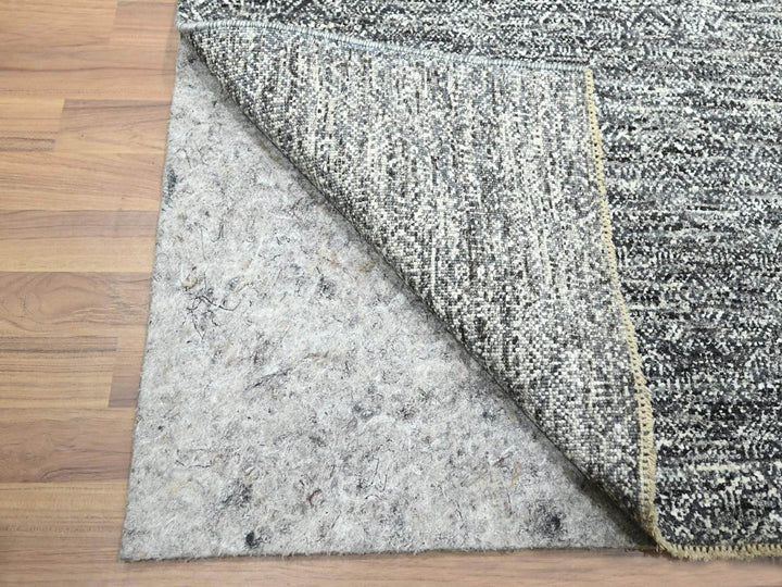 2'7" x 9'10" New Hand Knotted Grey Wool Runner Oriental Rug - MOA10276579