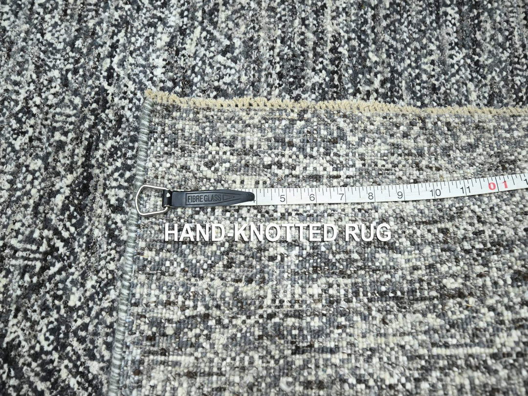 2'7" x 9'10" New Hand Knotted Grey Wool Runner Oriental Rug - MOA10276579
