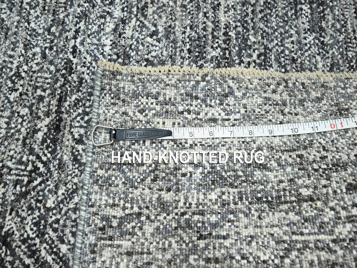 2'7" x 9'10" New Hand Knotted Grey Wool Runner Oriental Rug - MOA10276579