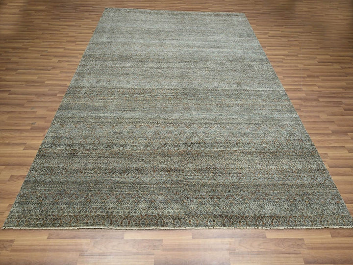 8'0" x 10'0" New Hand Knotted Brown Wool Rectangle Oriental Rug - MOA10276580