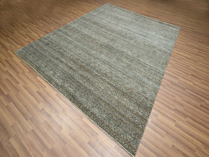 8'0" x 10'0" New Hand Knotted Brown Wool Rectangle Oriental Rug - MOA10276580