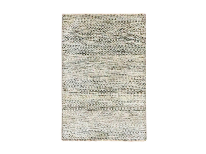 2'0" x 3'0" New Hand Knotted Beige Wool Rectangle Oriental Rug - MOA10276587