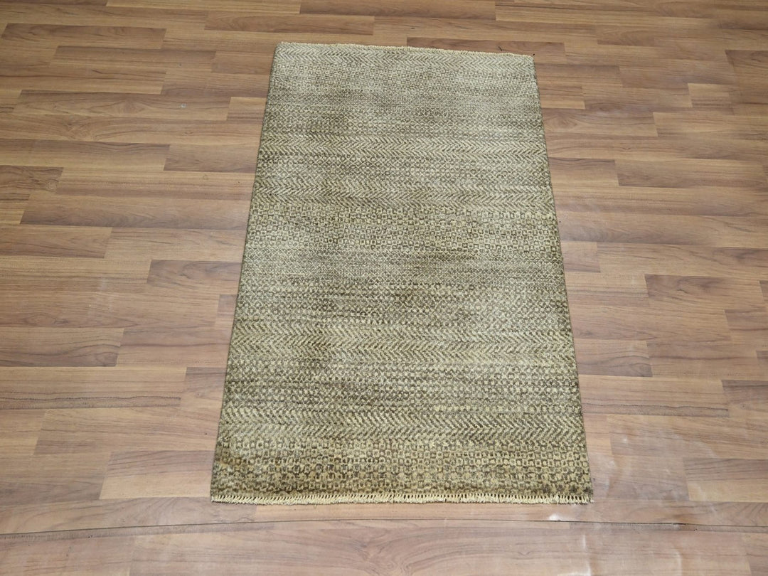 2'0" x 3'0" New Hand Knotted Brown Wool Rectangle Oriental Rug - MOA10276589