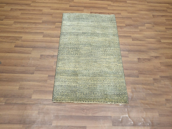 2'0" x 3'0" New Hand Knotted Beige Wool Rectangle Oriental Rug - MOA10276596