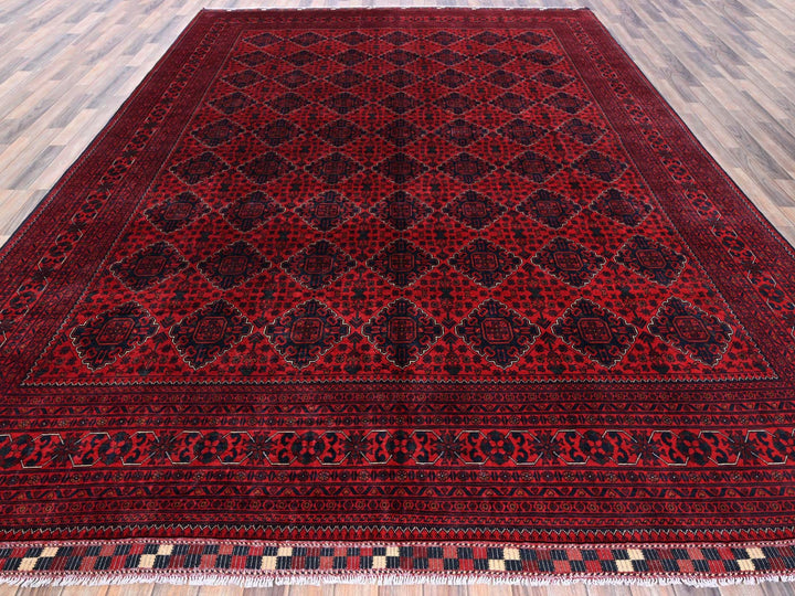 9'10" x 12'9" New Hand Knotted Red Wool Rectangle Oriental Rug - MOA102765
