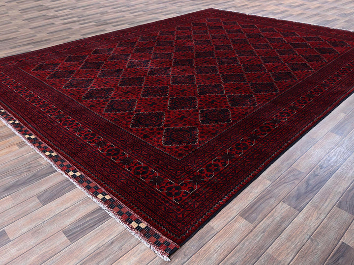 9'10" x 12'9" New Hand Knotted Red Wool Rectangle Oriental Rug - MOA102765