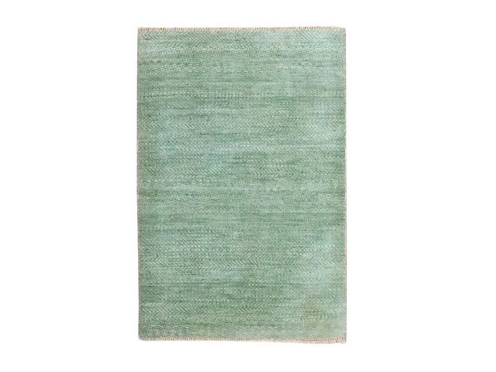 2'0" x 3'0" New Hand Knotted Green Wool Rectangle Oriental Rug - MOA10276600