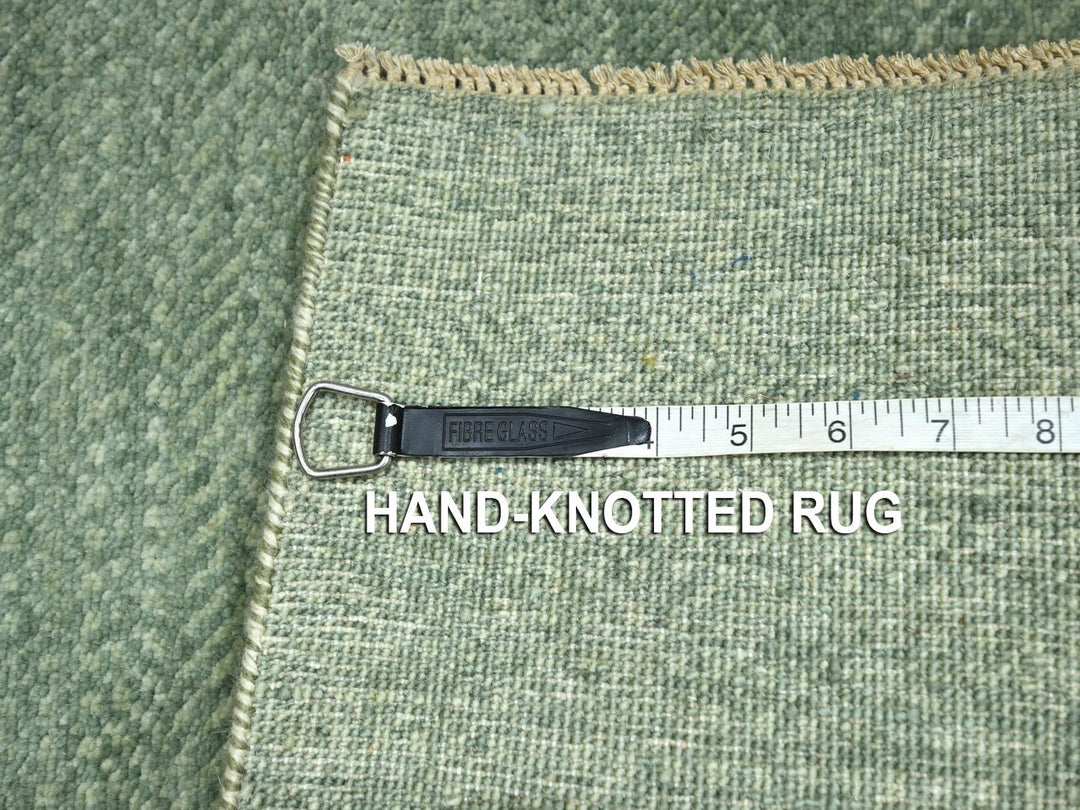 2'0" x 3'0" New Hand Knotted Green Wool Rectangle Oriental Rug - MOA10276600
