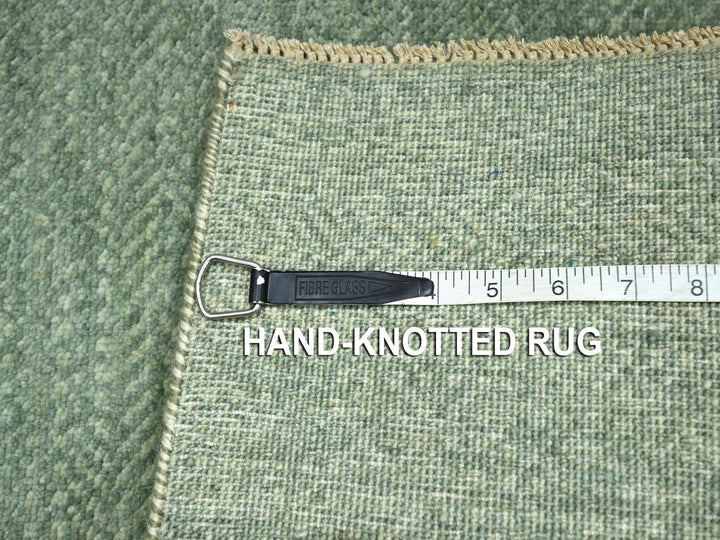 2'0" x 3'0" New Hand Knotted Green Wool Rectangle Oriental Rug - MOA10276600