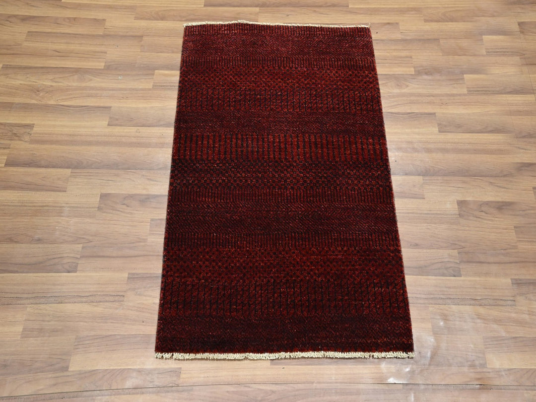 2'0" x 3'0" New Hand Knotted Red Wool & Silk Rectangle Oriental Rug - MOA10276601