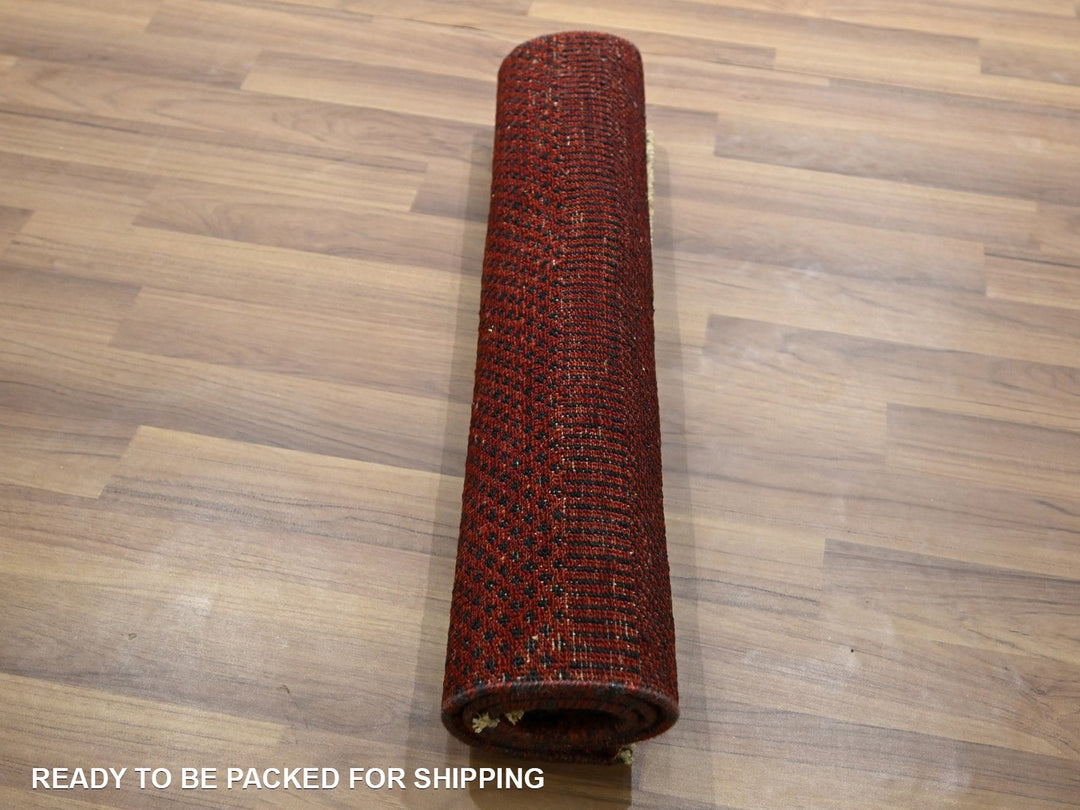 2'0" x 3'0" New Hand Knotted Red Wool & Silk Rectangle Oriental Rug - MOA10276601