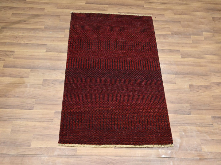 2'0" x 3'0" New Hand Knotted Red Wool Rectangle Oriental Rug - MOA10276602