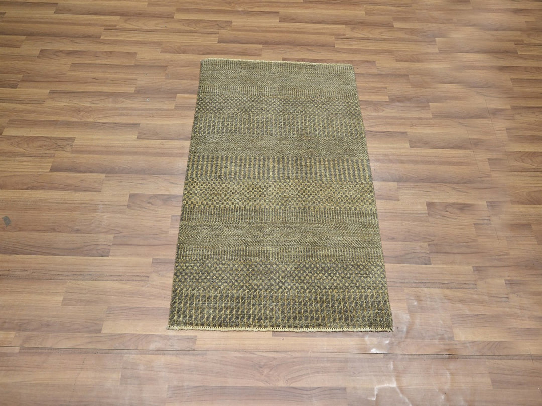 2'0" x 3'0" New Hand Knotted Brown Wool & Silk Rectangle Oriental Rug - MOA10276603