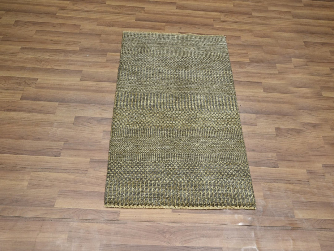 2'0" x 3'0" New Hand Knotted Brown Wool & Silk Rectangle Oriental Rug - MOA10276604