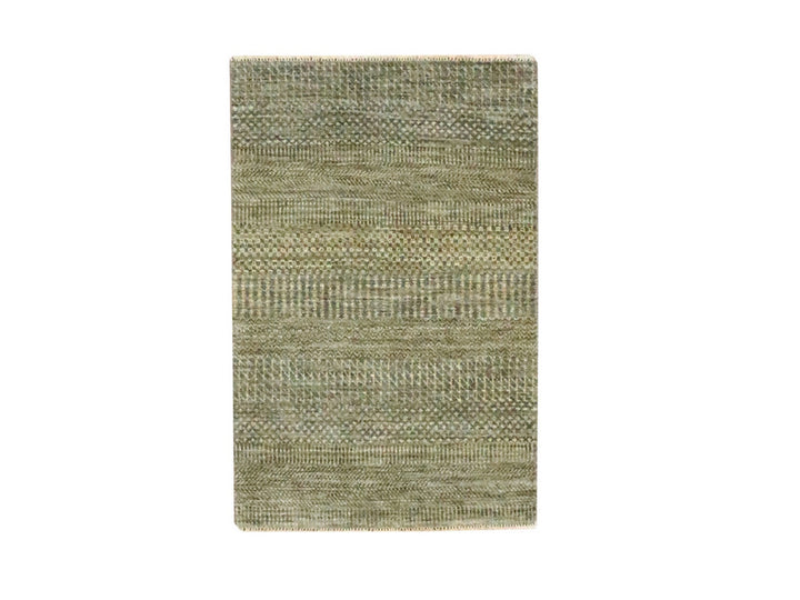 2'0" x 3'0" New Hand Knotted Brown Wool & Silk Rectangle Oriental Rug - MOA10276605