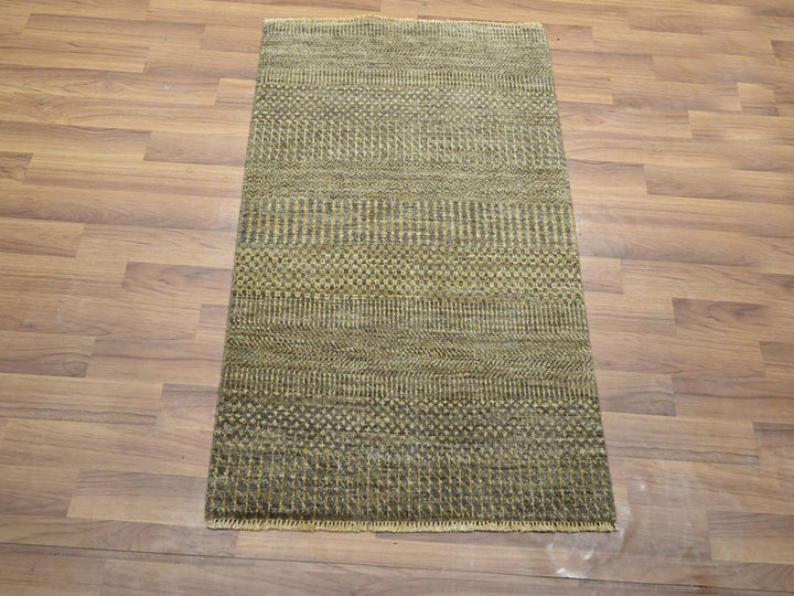 2'0" x 3'0" New Hand Knotted Brown Wool & Silk Rectangle Oriental Rug - MOA10276605