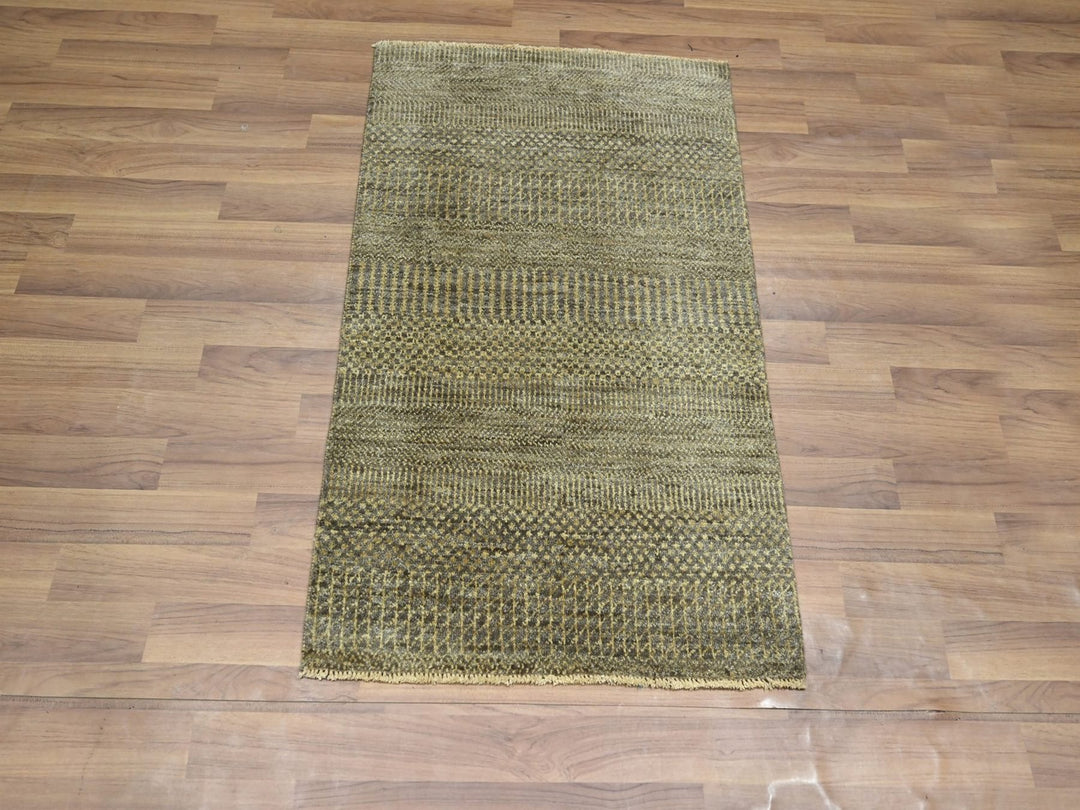 2'0" x 3'0" New Hand Knotted Brown Wool Rectangle Oriental Rug - MOA10276606