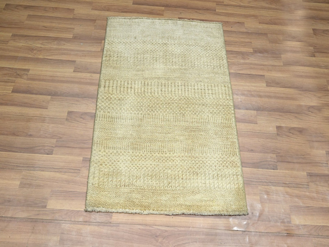 2'0" x 3'0" New Hand Knotted Beige Wool Rectangle Oriental Rug - MOA10276607