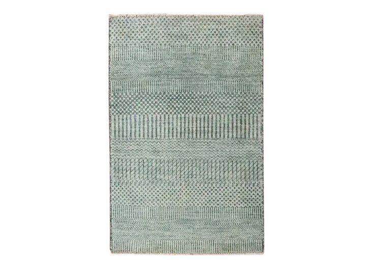 2'0" x 3'0" New Hand Knotted Grey Wool Rectangle Oriental Rug - MOA10276613