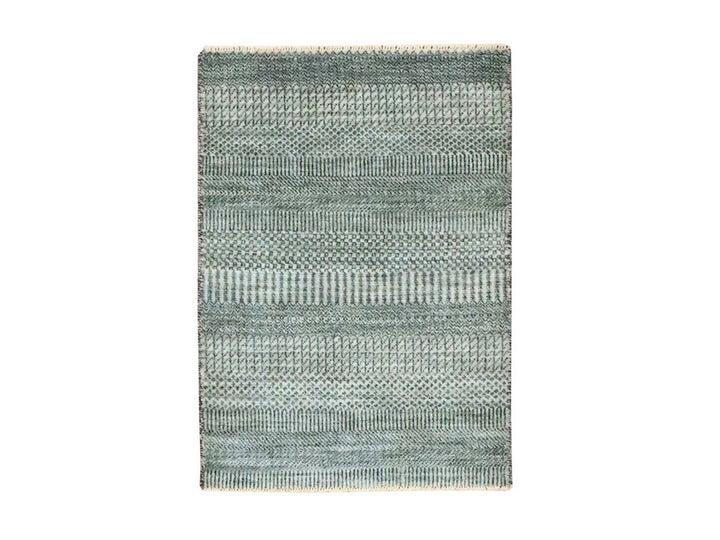 2'0" x 3'0" New Hand Knotted Grey Wool Rectangle Oriental Rug - MOA10276614