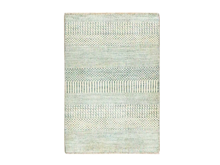 2'0" x 3'0" New Hand Knotted Grey Wool Rectangle Oriental Rug - MOA10276617