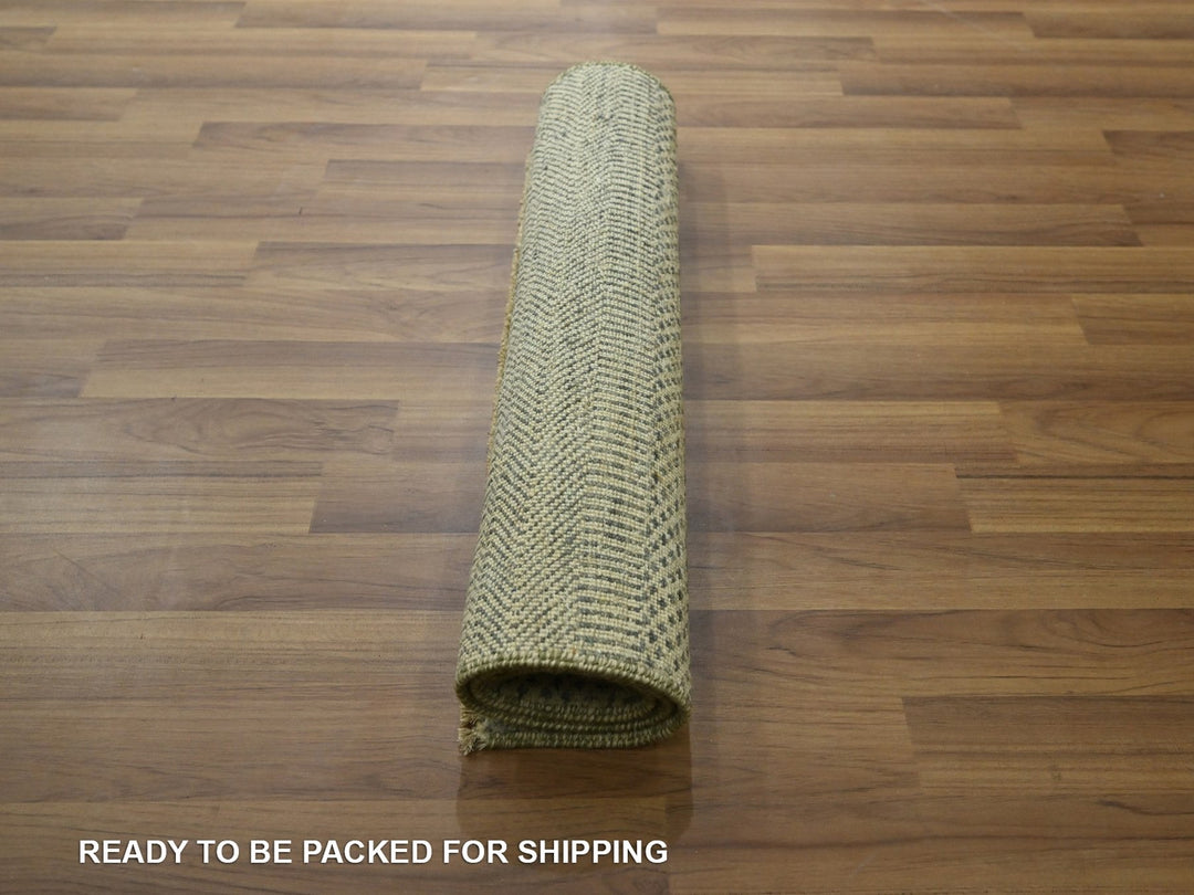 2'0" x 3'0" New Hand Knotted Grey Wool & Silk Rectangle Oriental Rug - MOA10276618
