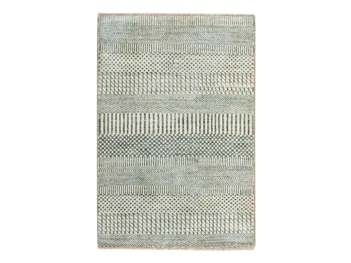 2'0" x 3'0" New Hand Knotted Grey Wool Rectangle Oriental Rug - MOA10276619
