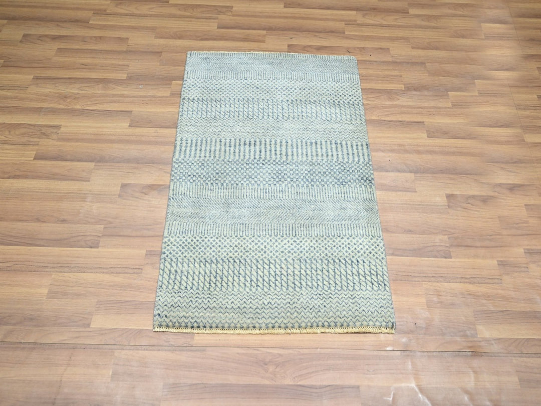 2'0" x 3'0" New Hand Knotted Blue Wool Rectangle Oriental Rug - MOA10276624