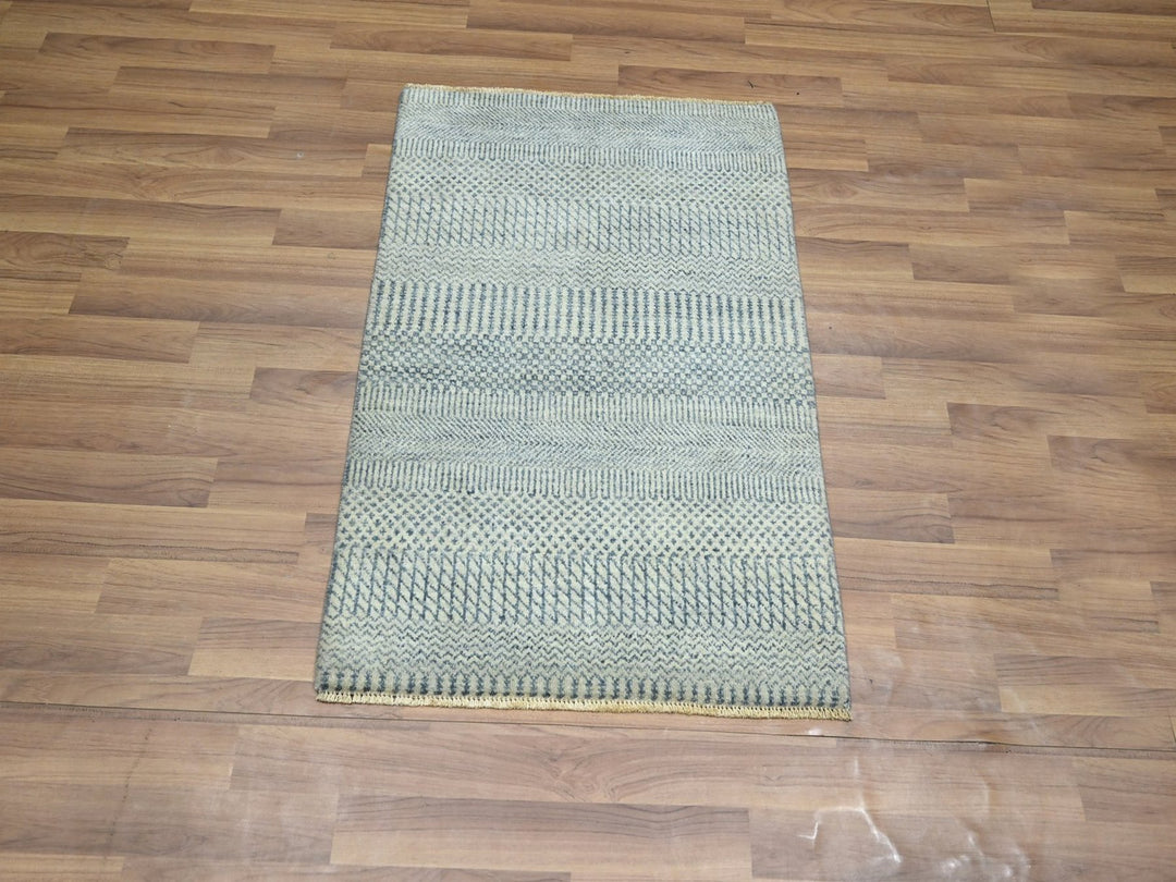 2'0" x 3'0" New Hand Knotted Blue Wool Rectangle Oriental Rug - MOA10276625