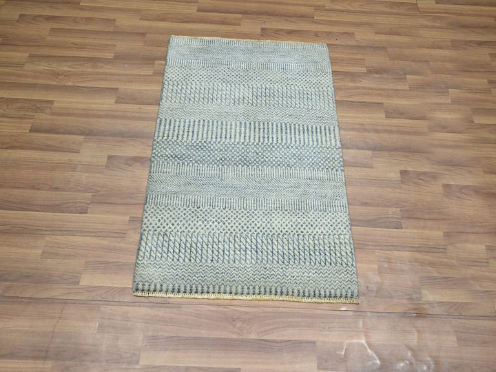 2'0" x 3'0" New Hand Knotted Blue Wool Rectangle Oriental Rug - MOA10276625