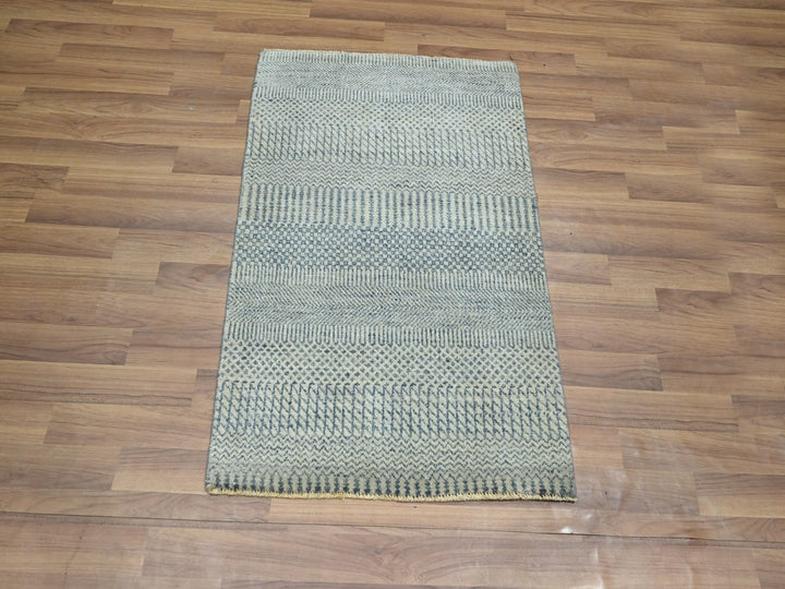 2'0" x 3'0" New Hand Knotted Blue Wool Rectangle Oriental Rug - MOA10276626