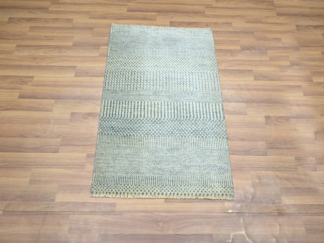 2'0" x 3'0" New Hand Knotted Blue Wool Rectangle Oriental Rug - MOA10276627