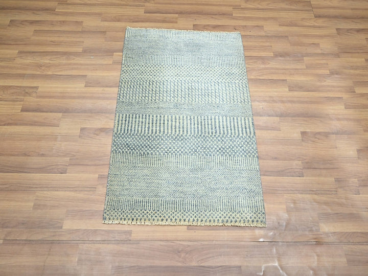 2'0" x 3'0" New Hand Knotted Blue Wool Rectangle Oriental Rug - MOA10276627