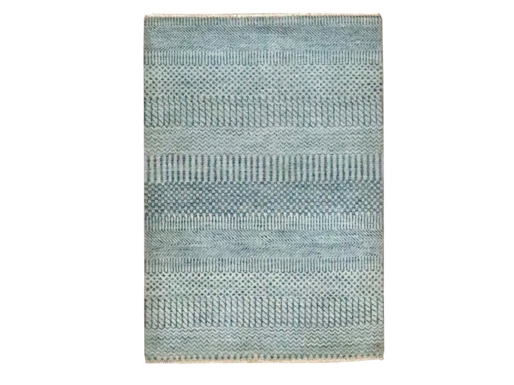 2'0" x 3'0" New Hand Knotted Blue Wool Rectangle Oriental Rug - MOA10276628