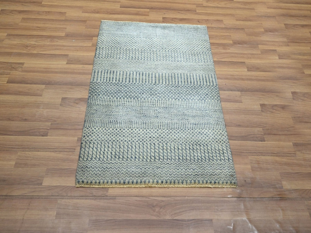 2'0" x 3'0" New Hand Knotted Blue Wool Rectangle Oriental Rug - MOA10276628
