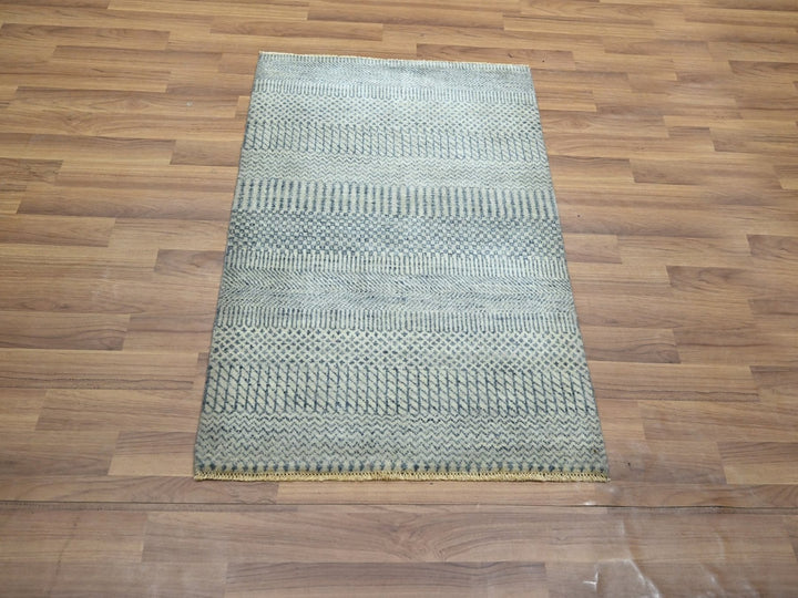 2'0" x 3'0" New Hand Knotted Blue Wool Rectangle Oriental Rug - MOA10276628