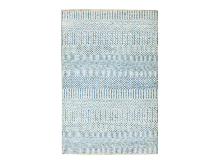 2'0" x 3'0" New Hand Knotted Blue Wool Rectangle Oriental Rug - MOA10276629