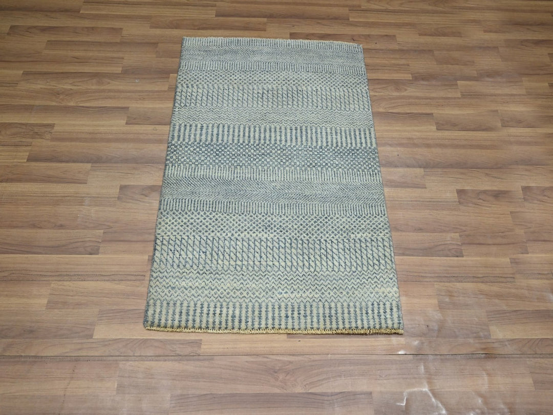 2'0" x 3'0" New Hand Knotted Blue Wool Rectangle Oriental Rug - MOA10276629