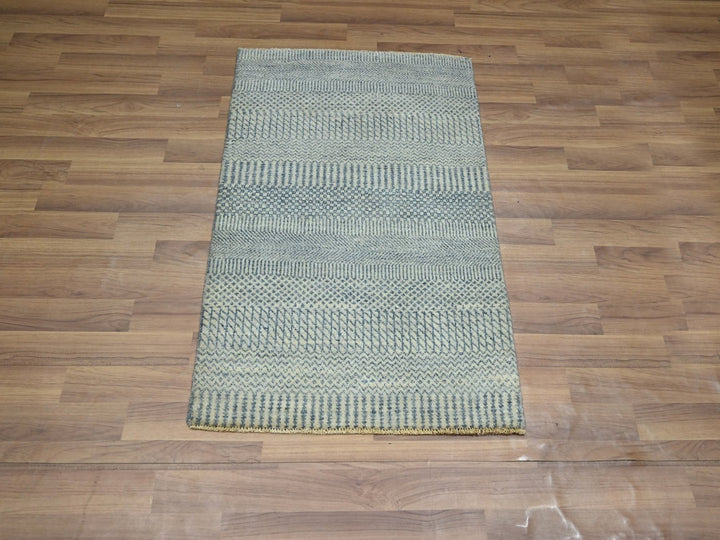 2'0" x 3'0" New Hand Knotted Blue Wool Rectangle Oriental Rug - MOA10276629