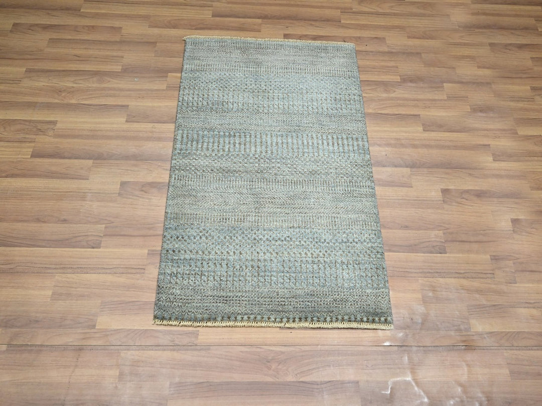2'0" x 3'0" New Hand Knotted Blue Wool Rectangle Oriental Rug - MOA10276638