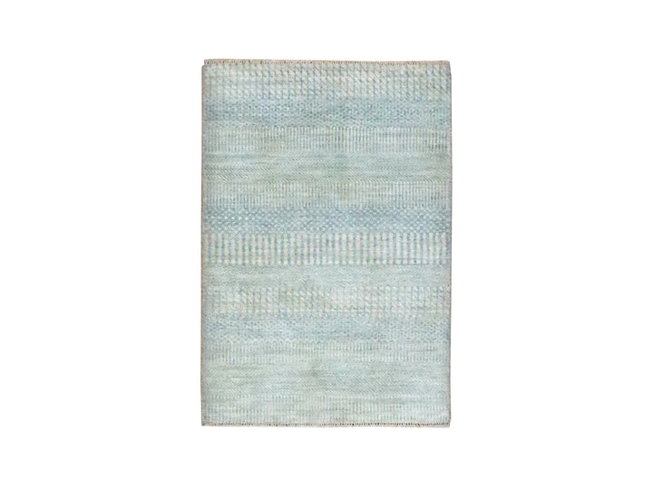 2'0" x 3'0" New Hand Knotted Blue Wool Rectangle Oriental Rug - MOA10276639
