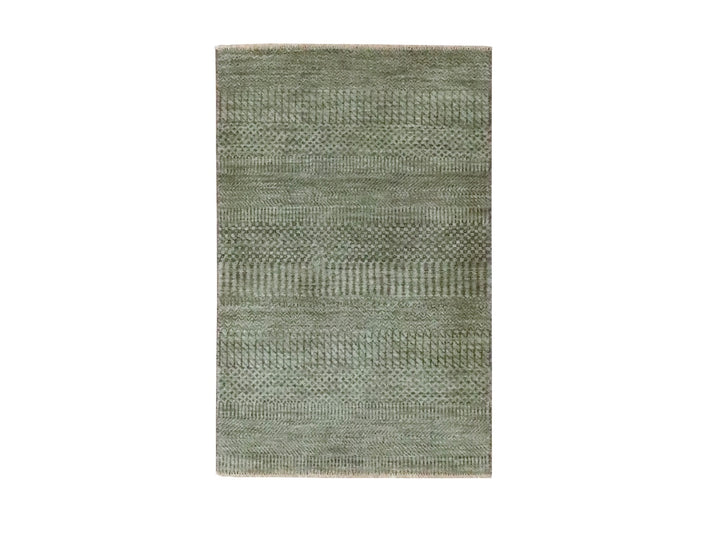 2'0" x 3'0" New Hand Knotted Grey Wool Rectangle Oriental Rug - MOA10276640