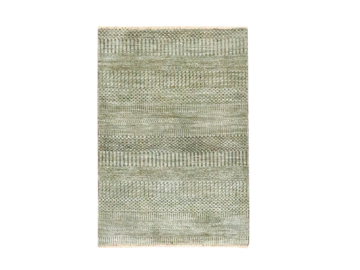 2'0" x 3'0" New Hand Knotted Grey Wool Rectangle Oriental Rug - MOA10276641