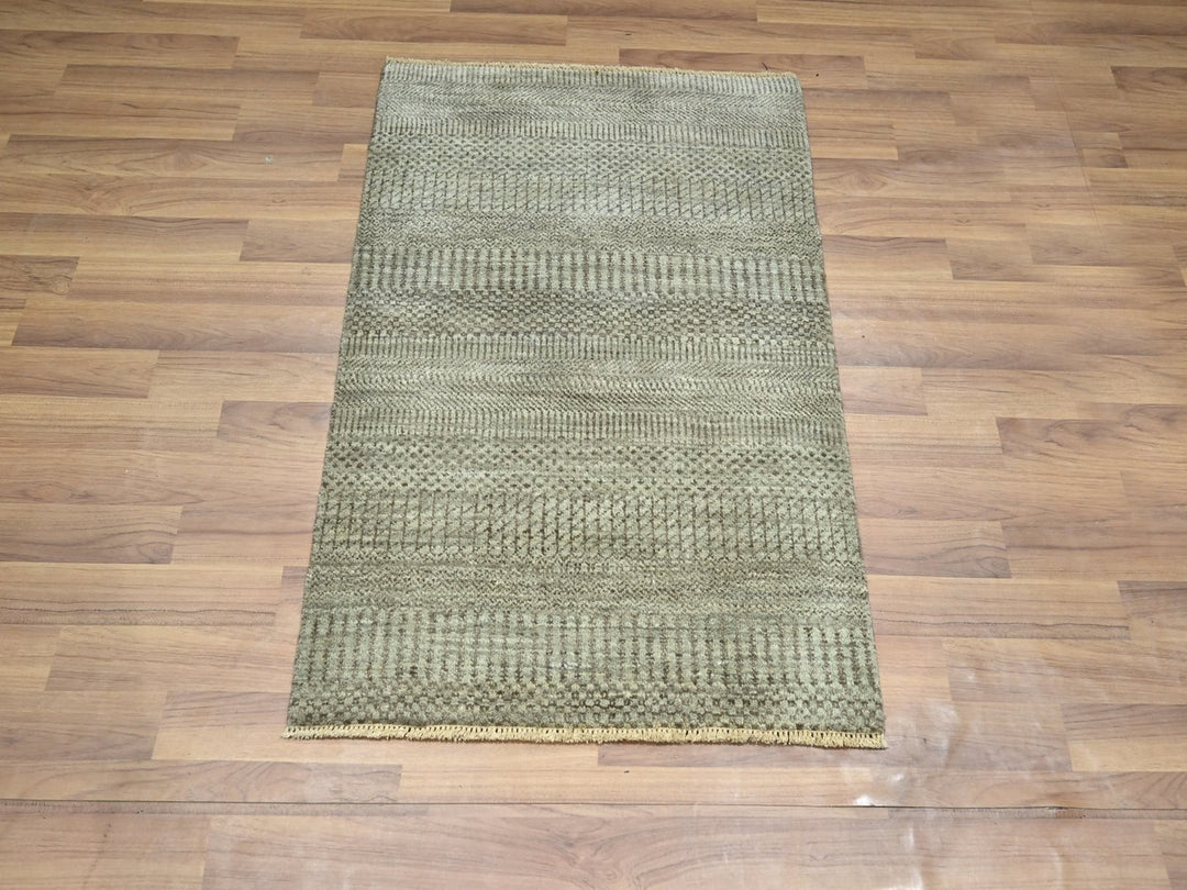 2'0" x 3'0" New Hand Knotted Grey Wool Rectangle Oriental Rug - MOA10276641