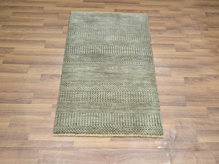 2'0" x 3'0" New Hand Knotted Grey Wool Rectangle Oriental Rug - MOA10276641